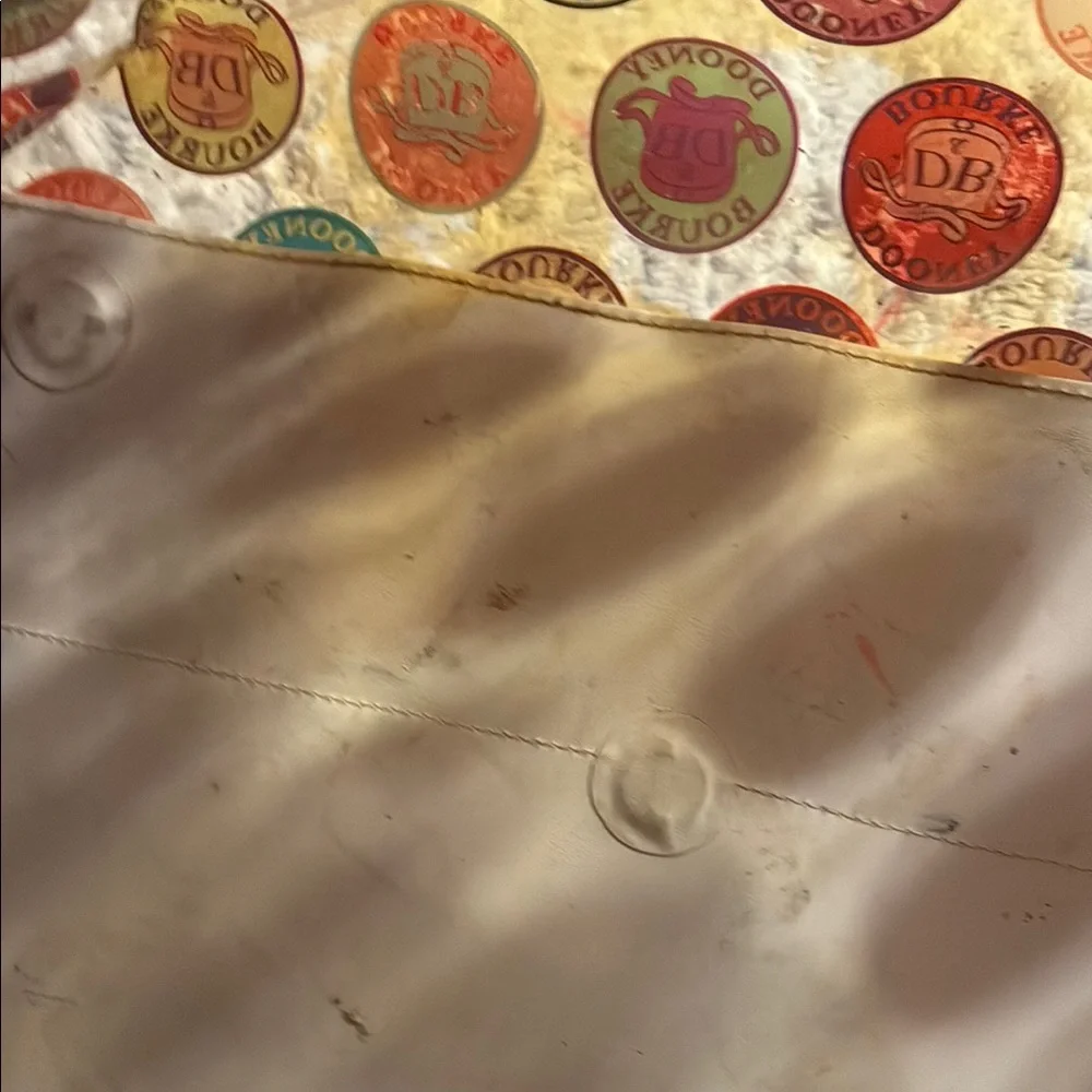 Dooney & Bourke Red and Yellow Travel Bag with Leather Trim - Picture 3 of 4